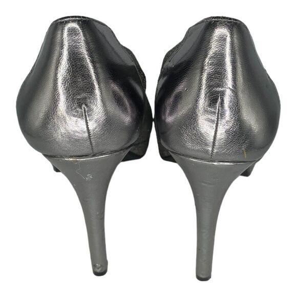 Alfani Fairfax Peep Toe Silver Platino Glitter High Heels - Picture 3 of 8